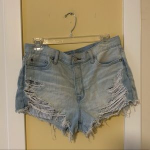american eagle high rise festival denim shorts